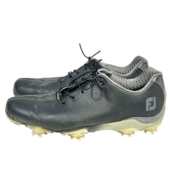 Footjoy FJ DNA Helix Spiked Golf Shoes Mens 9 Black Leather 53455 Used - Picture 4 of 8